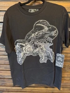 Rebel Vengeance T-Shirt Herren LRG Skelett Pferd bestickt Sensenmann NEU - Bild 1 von 6