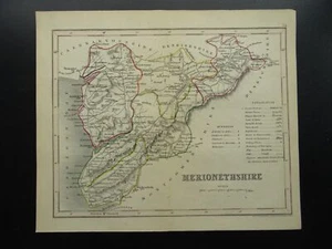 c1854 Wales Antique County Map of MERIONETHSHIRE by Joshua Archer - Picture 1 of 2
