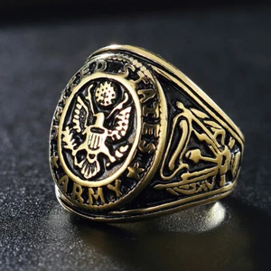 Anillo militar vintage del ejército de los Estados Unidos de acero inoxidable dominante para hombre regalo - Imagen 1 de 21