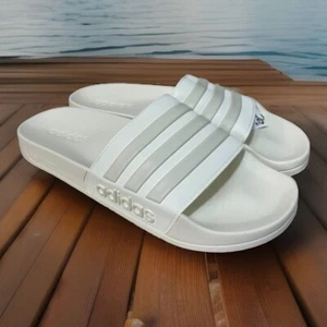 Adidas Adilette Shower Women 12 Men 11 Cream Beige Slip On Slides IG8776 New - Picture 1 of 8