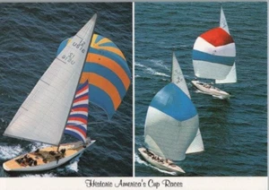 Cartolina storica Coppa America gare barche a vela Newport RI Continental - Foto 1 di 2