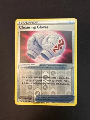 Pokemon Evolving Skies Trainer Item Cleansing Gloves 136 203 Reverse Holographic - Image 1 of 4