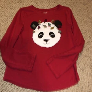 Jumping Beans Girls Size 6 Christmas Shirt Panda EUC - Picture 1 of 3