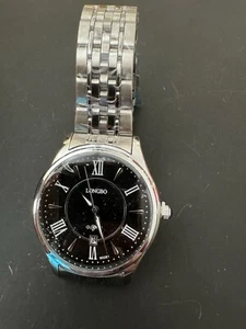 Mens Longbo Black Dial Date Indicator Stainless St Band Watch NEW In Plastic - Picture 1 of 2