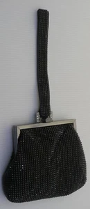 BLACK BEADED EVENING BAG, PURSE WITH EXTRA CHAIN SHOULDER STRAP - Picture 1 of 8
