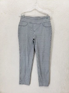 Ruby Rd Women Pants 8 Black Plaid Rayon Blend Pull On Straight Leg Ankle Fit - Picture 1 of 18