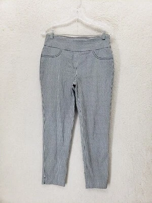 Ruby Rd Women Pants 8 Black Plaid Rayon Blend Pull On Straight Leg Ankle Fit - Image 1 of 4