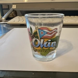 OHIO THE BUCKEYE STATE ELEMENTS SHOT GLASS SHOTGLASS - Picture 1 of 3