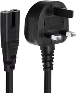 3m UK Mains Plug with 3A Fuse to C7(figure 8) Lead, Black - PEL00812 - Picture 1 of 1