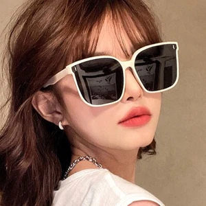 Black Square Frame UV400 Driving Sunglasses Fashion Korean Personality - Picture 1 of 9