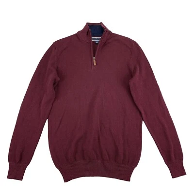Suéter Pullover Borgoña Club Room Para Hombres Ojo de Pájaro 1/4 Cremallera S Foto 1 de 4