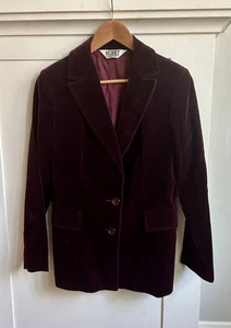 Vintage Koret Of California Burgundy Velvet Blazer Small 4/6 Union Made USA 70s - Bild 1 von 4