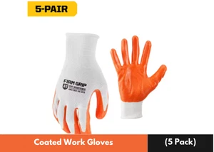 Guantes de trabajo grandes recubiertos de nitrilo (paquete de 5) - Imagen 1 de 6