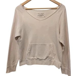 Sudadera para mujer Nili Lotan desgastada ancha con cuello en V blanca *Leer - Imagen 1 de 8