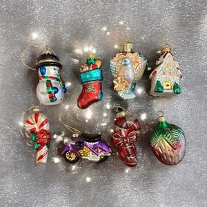 8 Vintage Hand Blown Glass Christmas Ornaments 3-4” Original Highly Collectible - Picture 1 of 6