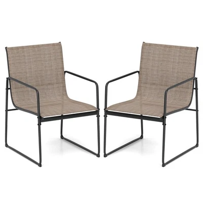 2 PIEZAS Sillas de Comedor Exterior Patio Mueble Silla con Asiento y Respaldo Transpirables Foto 1 de 4