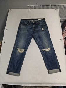 Jeans Rag & Bone Boyfriend donna 28 blu denim invecchiato crop buckley Y2k - Foto 1 di 7