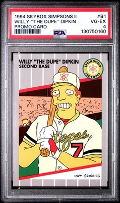 Skybox Simpsons II 1994 Willy Dupe Dipkin Promo 1989 Fleer Billy Ripken FF PSA 4 Foto 1 de 2