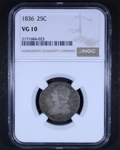 1836 Capped Bust Quarter - 25c NGC VG10 - Cool Coin! - Picture 1 of 4