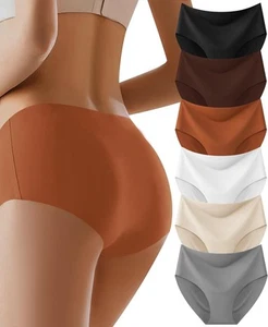 Seamless No Show High Waisted Womens Panties Full Coverage Underwear 6 Pack - Picture 1 of 8