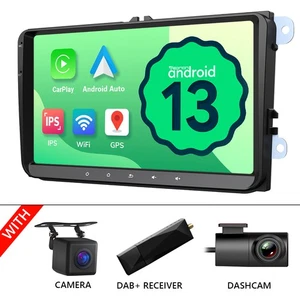 CAM+DVR+DAB+ 9" Android 13 Autoradio GPS Navi CarPlay Für VW Golf Tiguan Touran - Bild 1 von 23