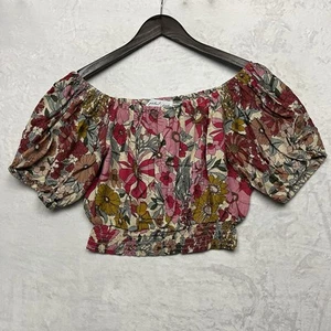 Camicetta donna Petal & Pup crop top taglia US 8 manica a sbuffo elasticizzata spalle scoperte - Foto 1 di 11