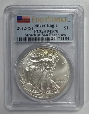 Silver Eagle 2012-(S) graduación profesional MS70 First Strike (golpeado en San Francisco) Foto 1 de 3