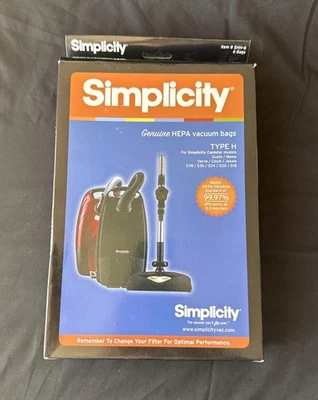 SIX (6) SIMPLICITY TYPE H HEPA CLOTH VACUUM CLEANER BAGS, SHH-6, FACTORY GENUINE - Image 1 of 4