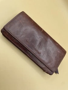 SPIKES AND SPARROW Women’s Expandable Wallet BROWN LEATHER - Picture 1 of 16