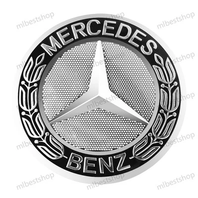 4PCS Wheel Center Caps Emblem Black Laurel Wreath 75mm FIT Mercedes Benz AMG.USA - Image 1 of 4