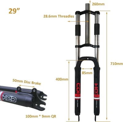 DONSP1986 29" Triple Tree Suspension Bike Fork w/Double Shoulder Bike Front Fork - Image 1 of 4