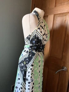 Miss Selfridge Green Floral Hi Lo Halter Neckline Dress Size 10 - Picture 1 of 8