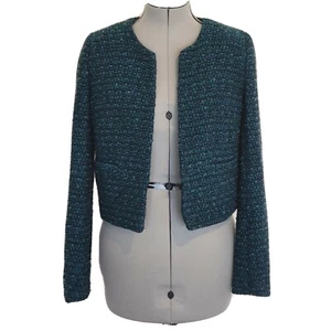 Suzy Shier Women's Size M Black & Blue Lined Knit Jacket AC13 - Picture 1 of 7