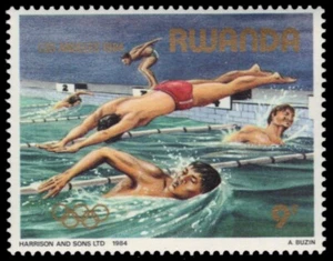RWANDA 1194 - Los Angeles Olympics "Swimming" (pb52598) - Picture 1 of 1