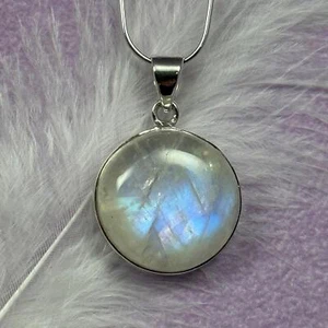 ¡Gran Flash! Colgante de plata 925 arco iris piedra lunar cristal 8,4 g SN55092 - Imagen 1 de 4