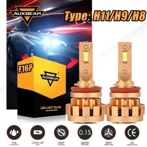 AUXBEAM F-16 Plus H11 H9 H8 LED Headlight Bulb Kit Low Beam 70W 7000LM 6000K HID - Picture 1 of 12