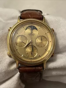 Reloj Pulsera SEIKO 7A48-702A Rattrapante Fase Lunar Cuarzo Cronógrafo Analógico LEER - Imagen 1 de 9