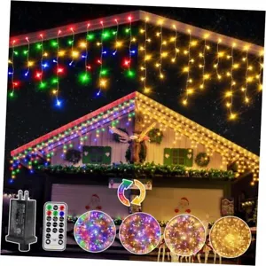 Icicle Lights for Outside 25FT, Color Changing 306LED Warm White to Multicolor - Picture 1 of 7