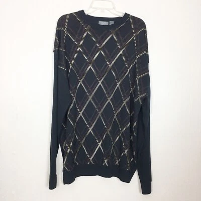 Suéter Crazy Horse Negro Geométrico Manga Larga Cuello Redondo Para Hombre Talla XXL Foto 1 de 4