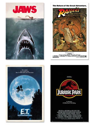 MOVIE POSTERS USA Steven Spielberg - Movie Poster Set #2 (Jaws, Indiana Jones, Jurassic Park & ET)