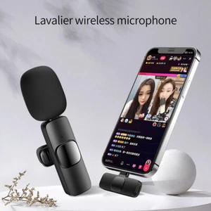 Wireless Lavalier Microphone Portable Audio Video Recording Mini Mic For I Phone - Picture 1 of 13