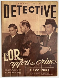 Detective, 3 Novembre 1938, No. 523, Vintage French True Crime Magazine, Pulp - Imagen 1 de 7