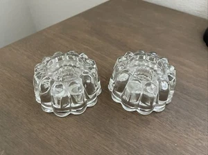 Princess House Candle Holders 3 Way Ribbed Scalloped Set of 2 #438 - Picture 1 of 3