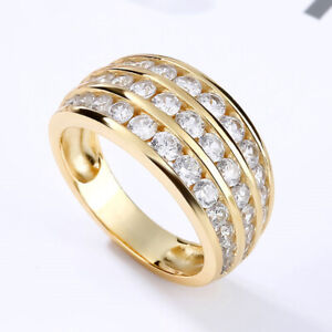 Gorgeous Women 18k Yellow Gold Plated Rings Cubic Zirconia Jewelry Size 6-10