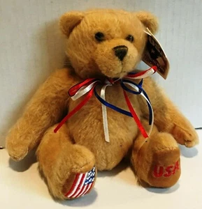 Oso de peluche patriótico de 7,5" con bordados coleccionables de EE. UU. - Imagen 1 de 7