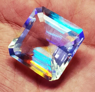 Mystic Quartz Square Cut 70+ Ct Certified Loose Gemstone With Free Gift - Image 1 of 4
