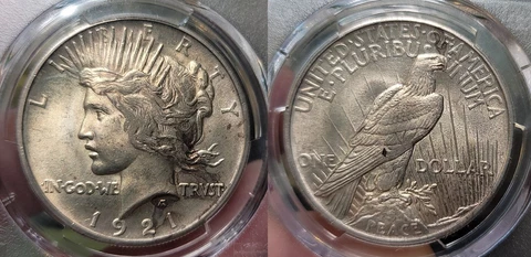 1921 High Relief Peace Dollar $1 VAM-1G Matte Proof Obverse Die PCGS MS 64 Cover