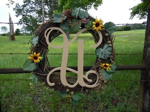 Wooden Letters, Monogram Vine (U) Letter, Unfinished Wall Letters, Large Letter - Picture 1 of 1