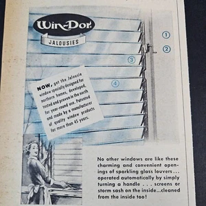 1953 Win-Dor Jalousies Hardware Vintage Print Ad Chicago IL Enclosed Porch - Bild 1 von 4