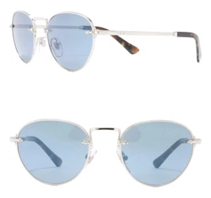 Persol PO2491S 1122/56 49mm Rounded Sunglasses Silver / Blue - Italy Made - Picture 1 of 6
